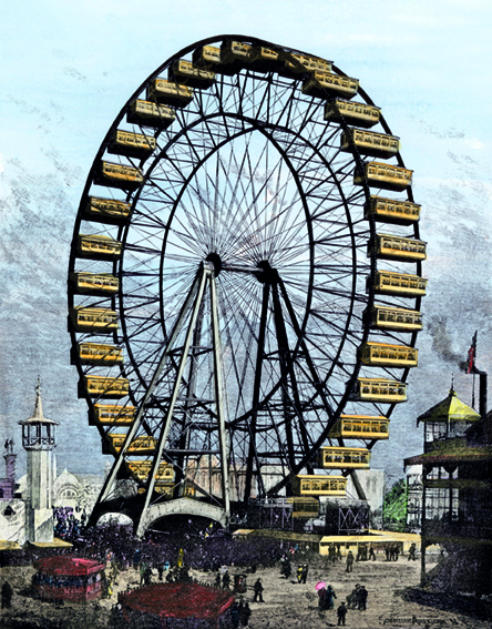 Chicago, 1983 : La grande roue de Ferris au bout de Midway Plaisance – Chicago, 1983 : Het reuzenrad aan het einde van Midway Plaisance – Chicago, 1983: The Ferris wheel at the end of Midway Plaisance